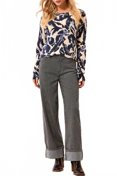 Tribal Fly Front Ankle Pant With Wide Cuffs In Sapphire In Blue