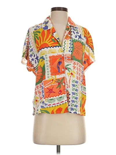 Pre-owned Tribal Jeans Short Sleeve Blouse In Orange