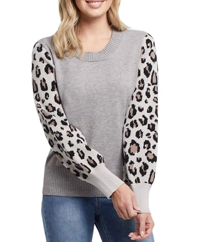Tribal Long Sleeve Crew Neck Sweater In Grey Mix