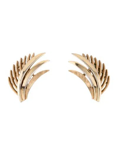 Pre-owned Trifari Leaf Clip-on Earrings In Multicolor