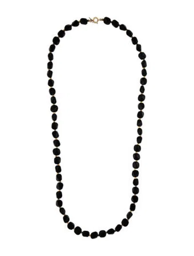 Pre-owned Trifari Resin Bead Strand Necklace, 31" In Black/gold