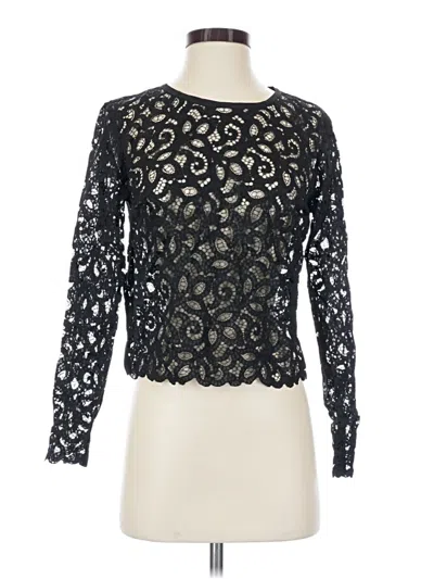 Pre-owned Trina Turk Long Sleeve Top Black Mock Neckline Tops