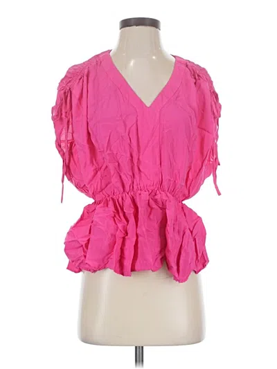 Pre-owned Trina Turk Short Sleeve Blouse In Pink