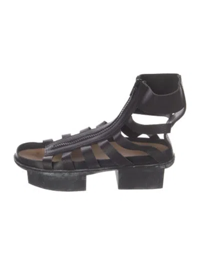 Pre-owned Trippen Leather Gladiator Sandals In Black
