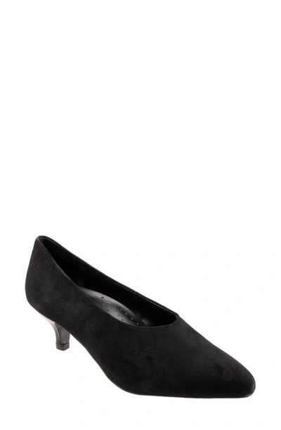 Trotters Kimber Kitten Heel Pump In Black Suede