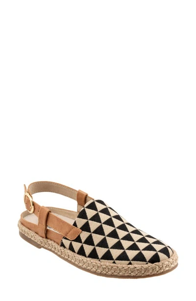Trotters Pasley Slingback Espadrille Flat In Black Natural Textile