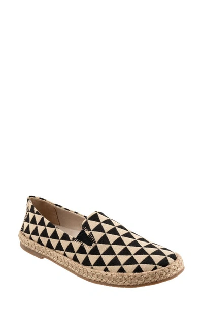 Trotters Poppy Espadrille Flat In Black Natural Text