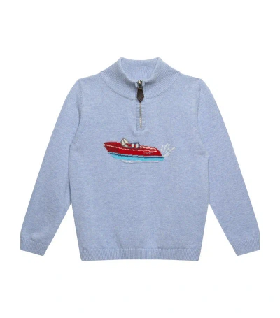 Trotters Kids' Speedboat Half-zip Sweater (2-5 Years) In Blue