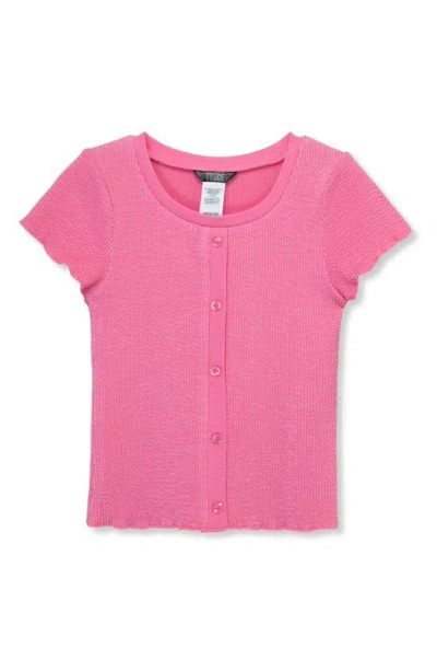 Truce Kids' Textured Button Accent Top In Pink