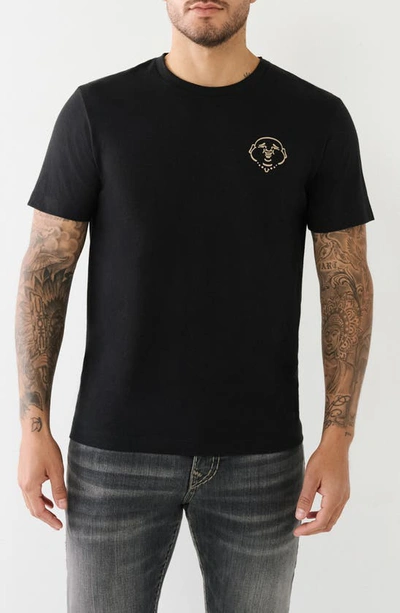 True Religion Brand Jeans 3d Horseshoe Buddha Cotton Crew Graphic T-shirt In Black