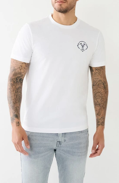 True Religion Brand Jeans 3d Horseshoe Buddha Cotton Crew Graphic T-shirt In White