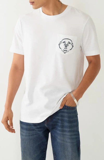 True Religion Brand Jeans Buddha Face Pocket T-shirt In White