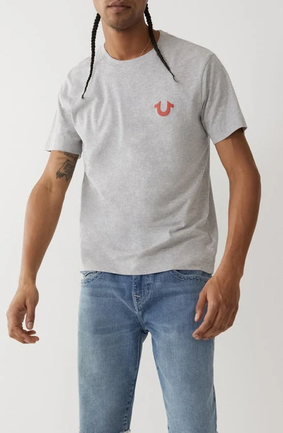 True Religion Brand Jeans Buddha Logo Seal Graphic T-shirt In Heather Grey