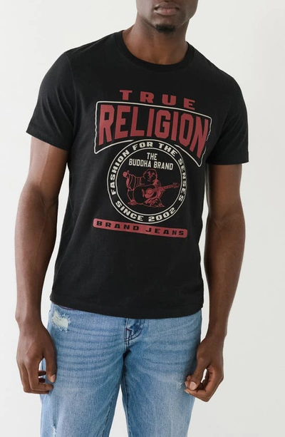 True Religion Brand Jeans Cotton Crew Graphic T-shirt In Jet Black