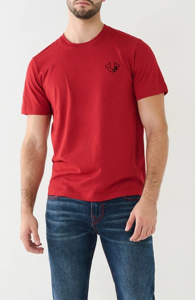 True Religion Brand Jeans Cotton Crew Graphic T-shirt In Red Dahlia