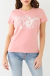 True Religion Brand Jeans Crystal Embellished Cotton Logo T-shirt In Coral Almond
