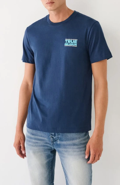 True Religion Brand Jeans Half Buddha Tr Cotton Crew T-shirt In Dress Blue
