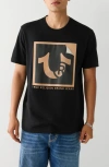 True Religion Brand Jeans Peeling Cotton Crew Graphic T-shirt In Jet Black