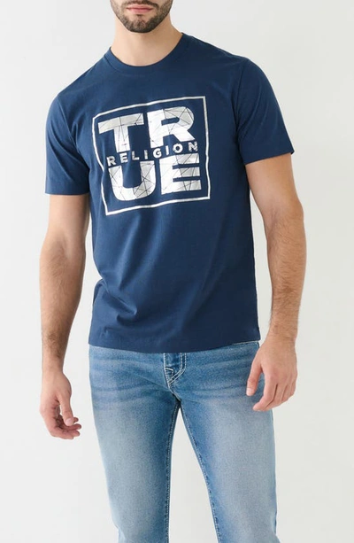 True Religion Brand Jeans Shattered Tr Cotton Crew Graphic T-shirt In Dress Blue