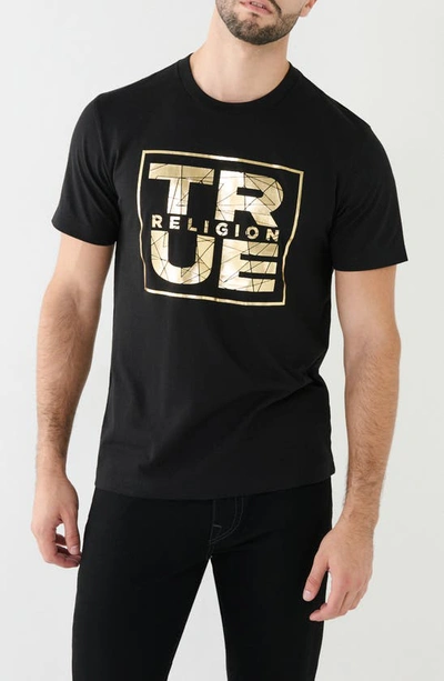 True Religion Brand Jeans Shattered Tr Cotton Crew Graphic T-shirt In Jet Black
