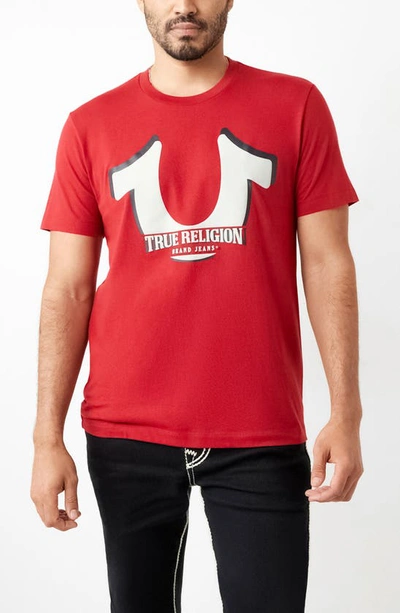 True Religion Brand Jeans Tr Cotton Crew Graphic T-shirt In Red Dahlia