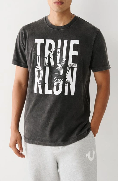 True Religion Brand Jeans True Religion Buddha Graphic T-shirt In Jet Black Mineral Wash