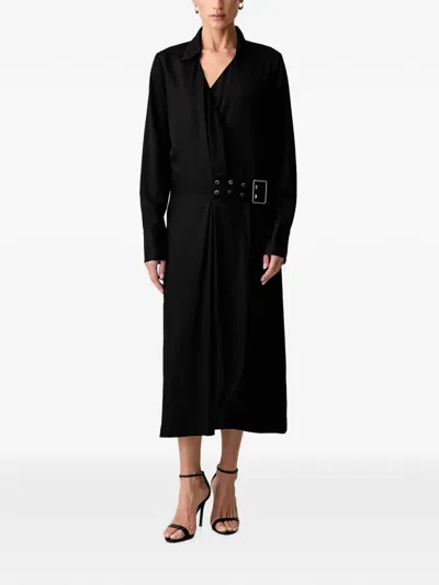 Trussardi Belted Wrap-style Midi Dress In Black
