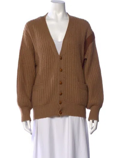 Pre-owned Trussardi Cashmere V-neck Sweater In Brown