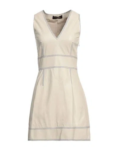 Trussardi Woman Mini Dress Ivory Size 6 Lambskin In White