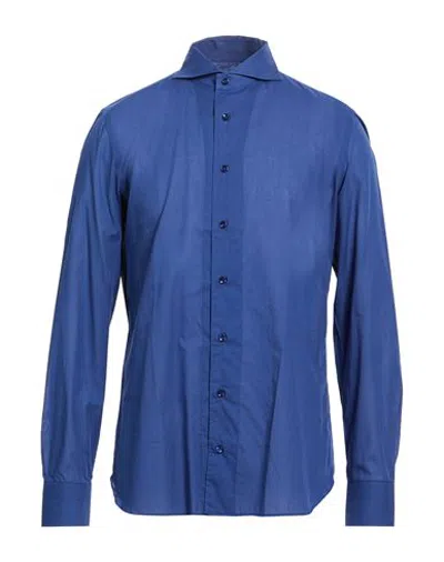 Truzzi Man Shirt Navy Size 15 ¾ Cotton In Blue