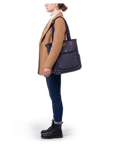 Tsd Brand Atona Canvas Pocket Tote In Blue