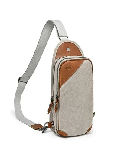 Tsd Brand Canna Canvas Double Compartment Sling Bag In Gray