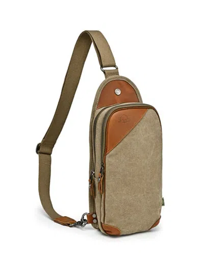 Tsd Brand Canna Canvas Double Compartment Sling Bag In Green