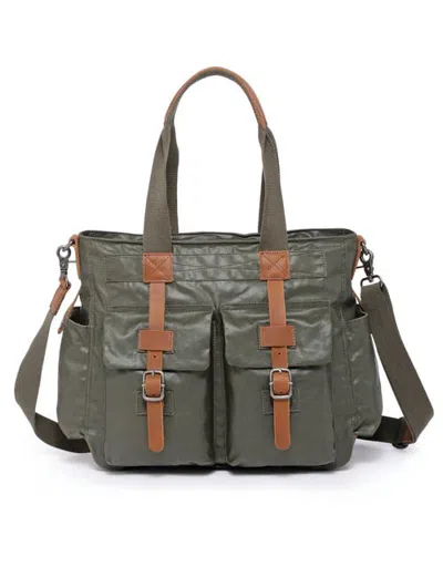 Tsd Brand City Light Canvas Laptop Tote In Green
