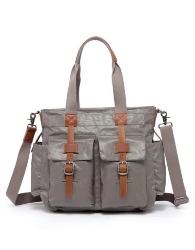 Tsd Brand City Light Canvas Laptop Tote In Gray