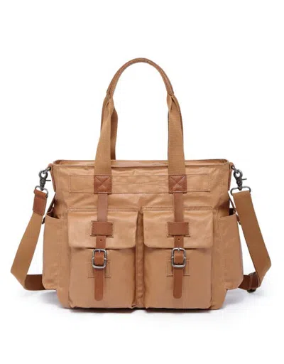 Tsd Brand City Light Canvas Laptop Tote In Neutral