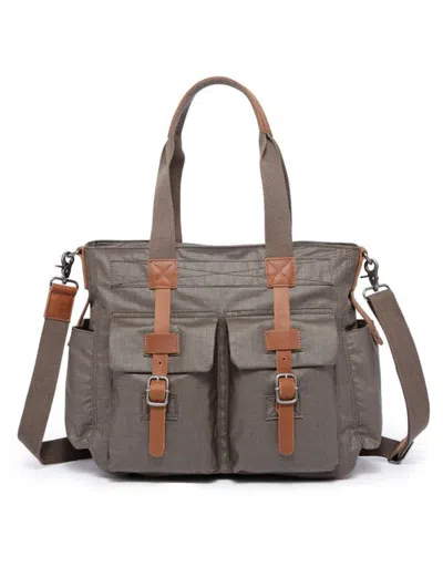 Tsd Brand City Light Canvas Laptop Tote In Gray