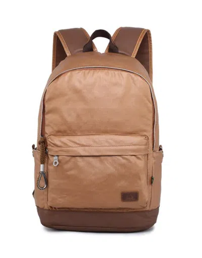Tsd Brand City Light Coated Canvas Laptop Backpack In Brown