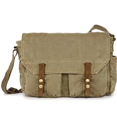 Tsd Brand Coastal Canvas Flap Messenger Bag In Brown