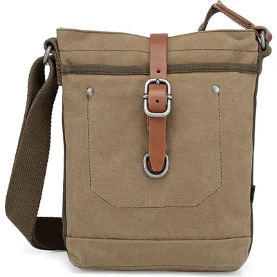 Tsd Brand Forest Canvas Zip Crossbody Bag In Brown