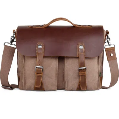 Tsd Brand Hudson Canvas Flap Messenger Bag In Brown