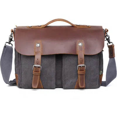 Tsd Brand Hudson Canvas Flap Messenger Bag In Gray