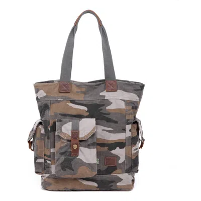 Tsd Brand Leaf Hill Canvas Pocket Tote In Brown