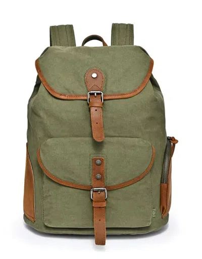 Tsd Brand Milo Canvas Drawstring Laptop Backpack In Green