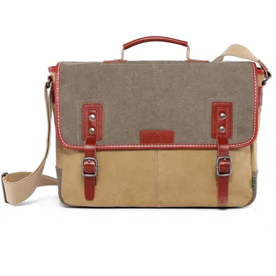 Tsd Brand Mountain Wood Canvas Flap Messenger Bag In Brown