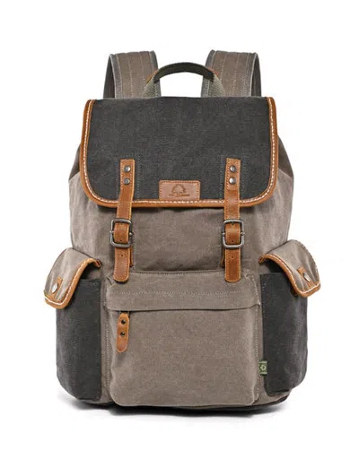 Tsd Brand Mountain Wood Canvas Laptop Backpack In Gray