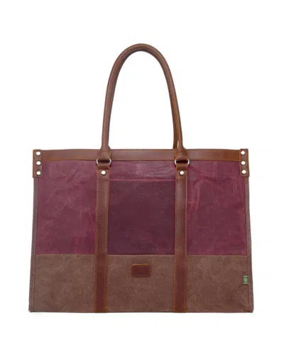 Tsd Brand Stone Creek Two Tone Waxed Canvas Tote In Purple