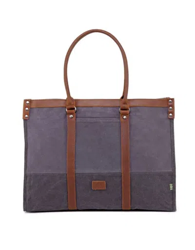 Tsd Brand Stone Creek Two Tone Waxed Canvas Tote In Purple