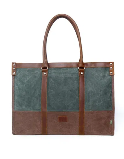 Tsd Brand Stone Creek Two Tone Waxed Canvas Tote In Multi
