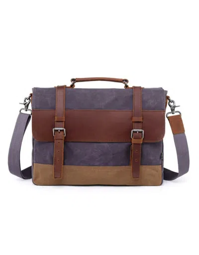 Tsd Brand Stone Creek Waxed Canvas Laptop Briefcase In Purple